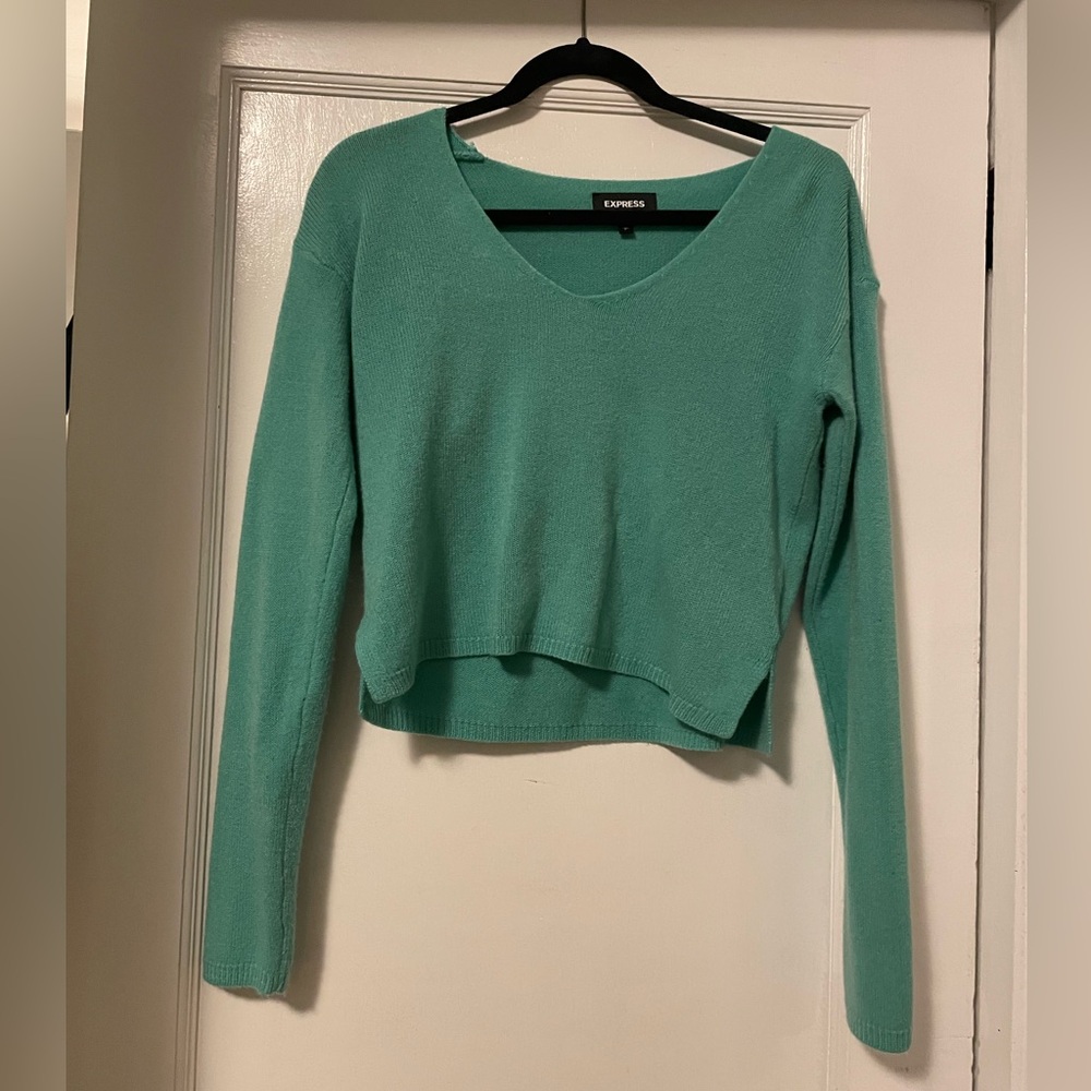 Express green cropped sweater